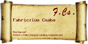 Fabriczius Csaba névjegykártya